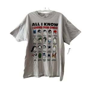 DC Comics T Shirt All I Know I Learned From Comics Gray Comic Size L